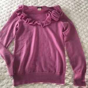 Jcrew ruffle floral merino wool sweater